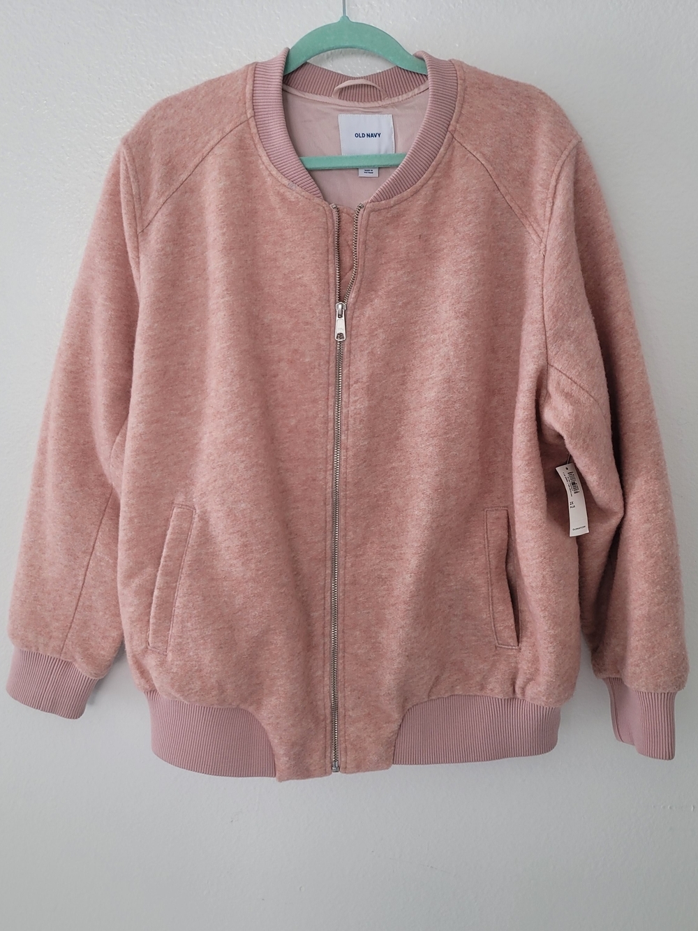 Old Navy Women’s Pink Heather Front Pockets Bomber Jacket size 2X Plus - Picture 3 of 14